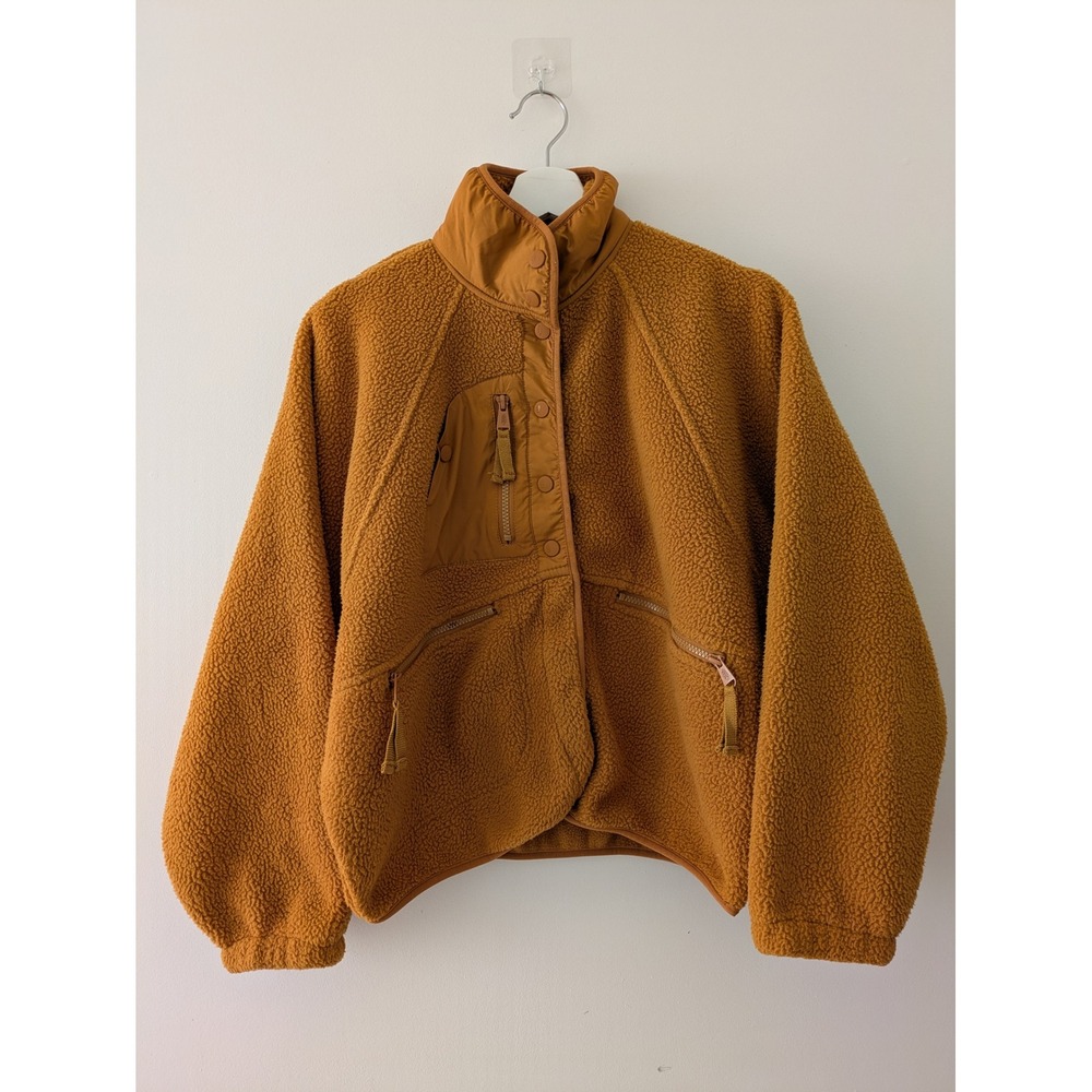 Free People Movement Hit The Slopes Fleece Jacket Camel Brown Small